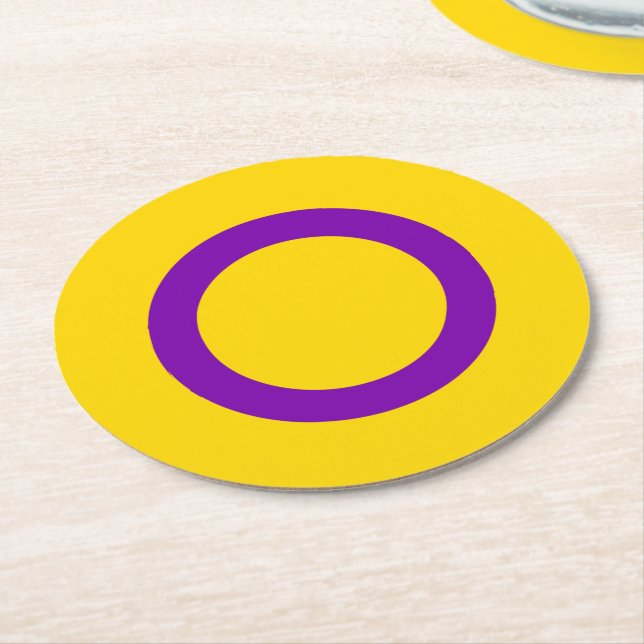 Intersex stolthetsflagga underlägg papper rund (Vinklad)