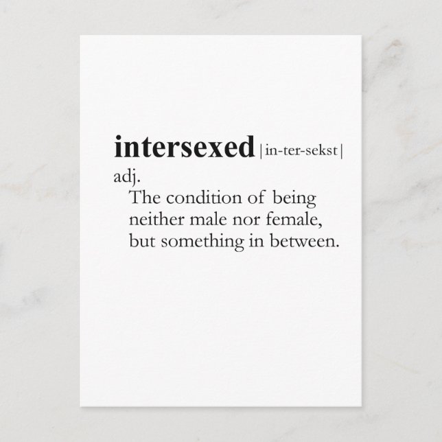 INTERSEXED (definition) Vykort (Framsida)