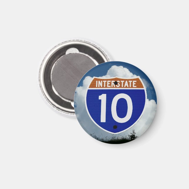 Interstate 10 Highway Shield, Clouds and Himlar Magnet (Front/Back)