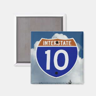 Interstate 10 Highway Shield, moln och himmel Magnet