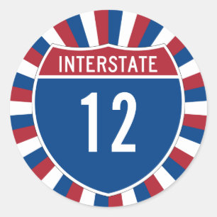 Interstate 12 runt klistermärke