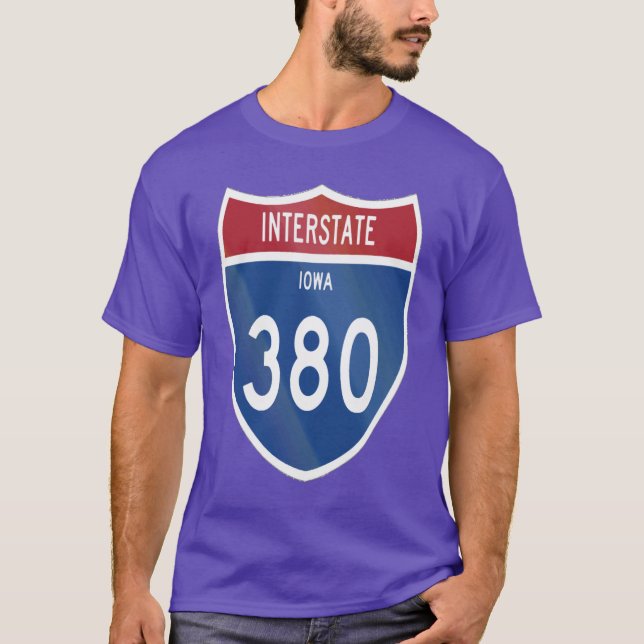 Interstate 380 Iowa I380 Highway Överdimensionerad T Shirt (Framsida)