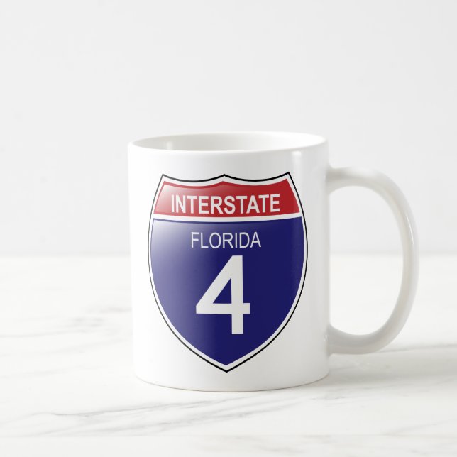 Interstate 4 i Florida med statligt skisserar Kaffemugg (Höger)