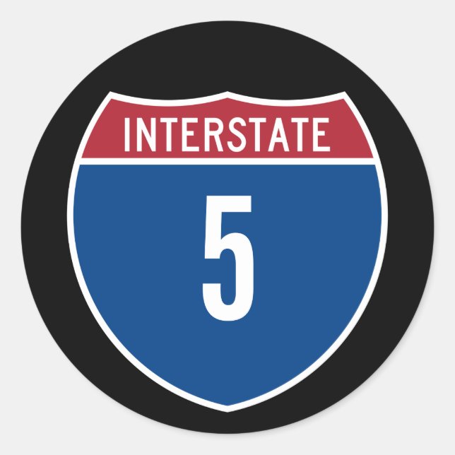 Interstate 5 runt klistermärke (Framsida)
