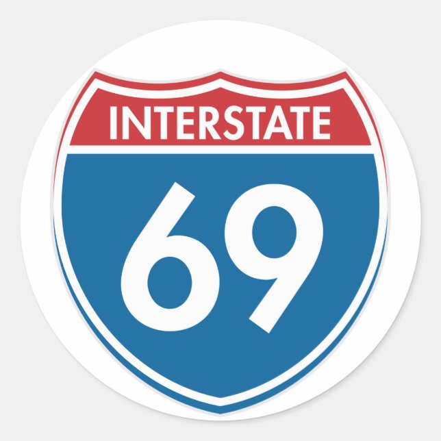 Interstate 69 runt klistermärke (Framsida)