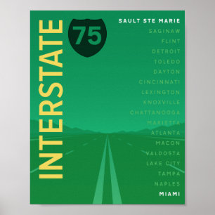 Interstate 75 (I-75) Poster (Grönt)