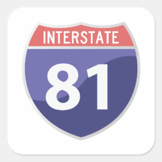 Interstate 81 (I-81) Road Resa Travel Sticker Fyrkantigt Klistermärke
