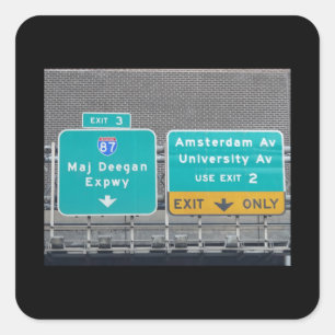 Interstate 87 Major Deegan Expressway-tecken på I Fyrkantigt Klistermärke