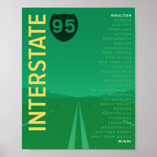 Interstate 95 (I-95) Poster (Grönt)
