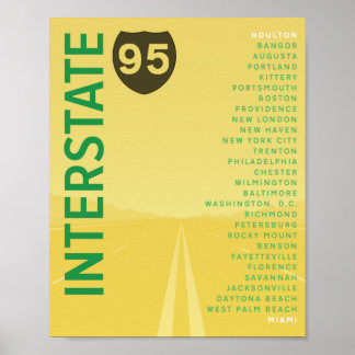 Interstate 95 (I-95) Poster (Gult)