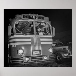 Interstate Buss Travel in America 1943 Poster