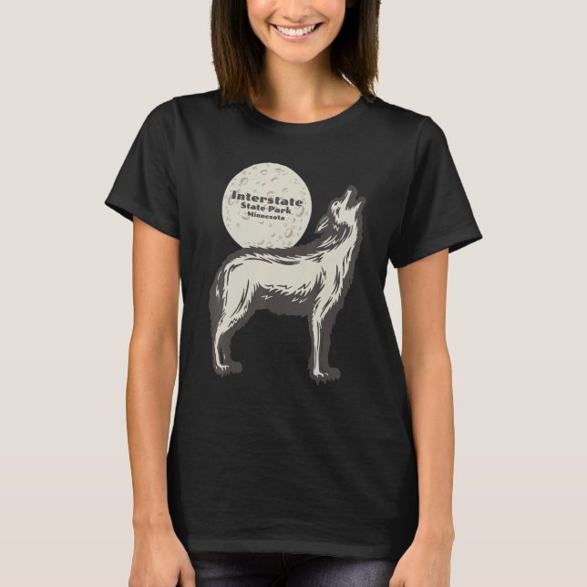 Interstate Park Minnesota MN Varg Måne Vacat T Shirt (Framsida)