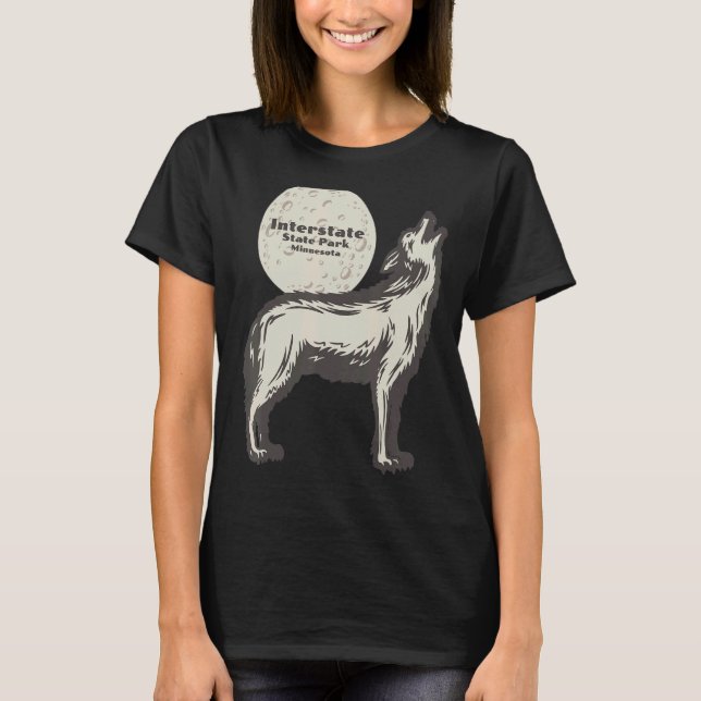Interstate Park Minnesota MN Varg Måne Vacat T Shirt (Framsida)