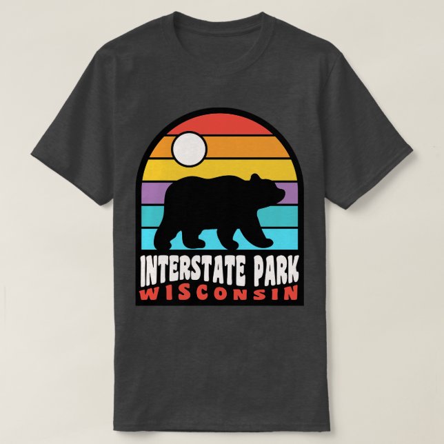 Interstate Park St Croix Falls Wisconsin Bear Retr T Shirt (Design framsida)