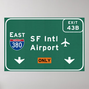 Interstate San Francisco CA SFO-flygplats I-380 E Poster