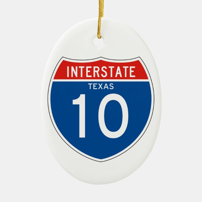 Interstate Sign 10 - Texas Julgransprydnad Keramik (Framsidan)