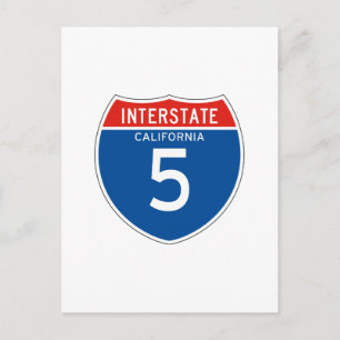 Interstate Sign 5 - Kalifornien Vykort