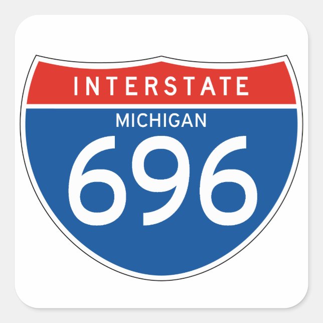Interstate Sign 696 - Michigan Fyrkantigt Klistermärke (Framsida)