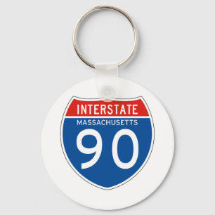 Interstate Sign 90 - Massachusetts Nyckelring