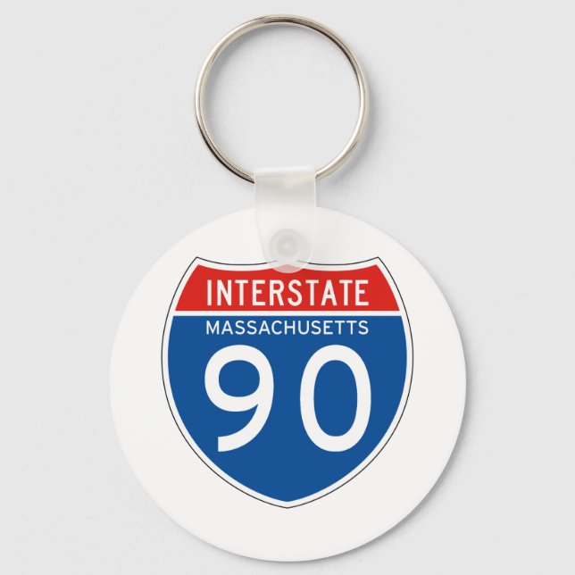 Interstate Sign 90 - Massachusetts Nyckelring (Framsida)