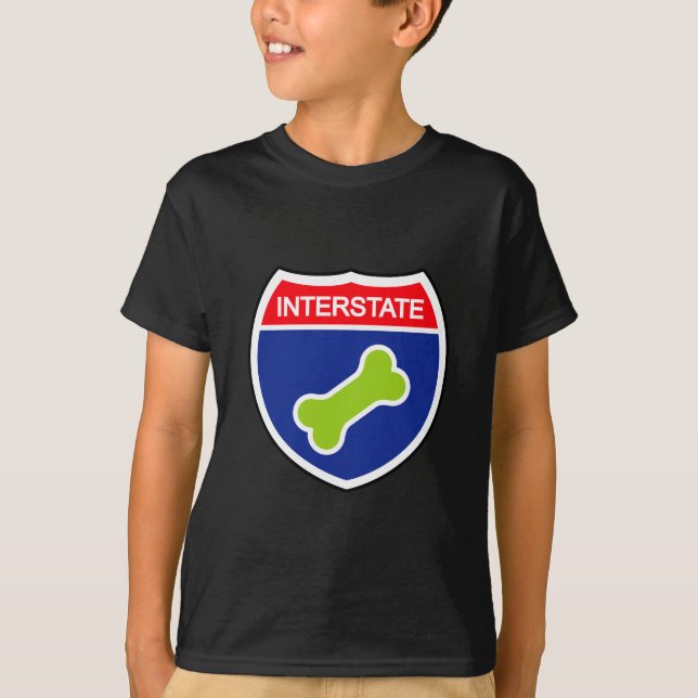 Interstate-tecken för Hund Bone Tee Shirt (Framsida)