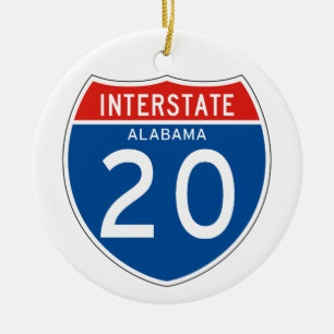 Interstate underteckna 20 - Alabama Julgransprydnad Keramik