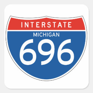 Interstate underteckna 696 - Michigan Fyrkantigt Klistermärke