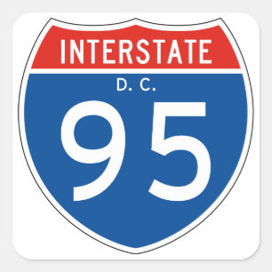 Interstate underteckna 95 - District of Columbia Fyrkantigt Klistermärke