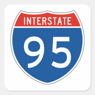 Interstate underteckna 95 fyrkantigt klistermärke