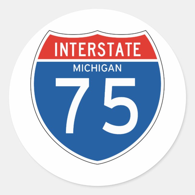 Interstatstecken 75 - Michigan Runt Klistermärke (Framsida)