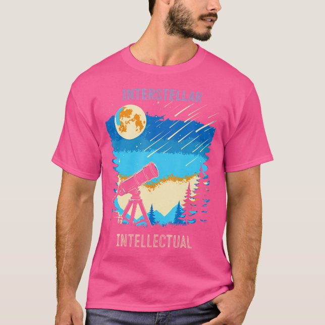 Interstellär intellektuell Måne och stjärnastronom T Shirt (Framsida)