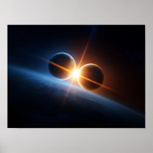 Interstellär planetkollision och kosmisk ljus poster