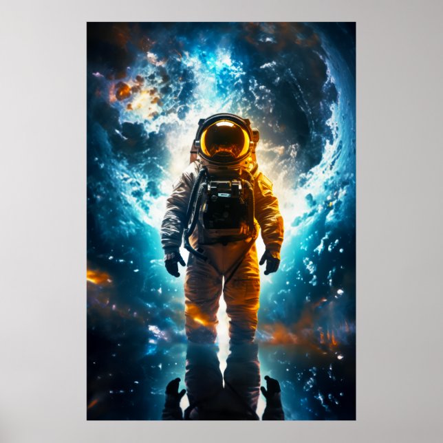 Interstellär Traveler Astronaut Earth Space Art Poster (Framsidan)