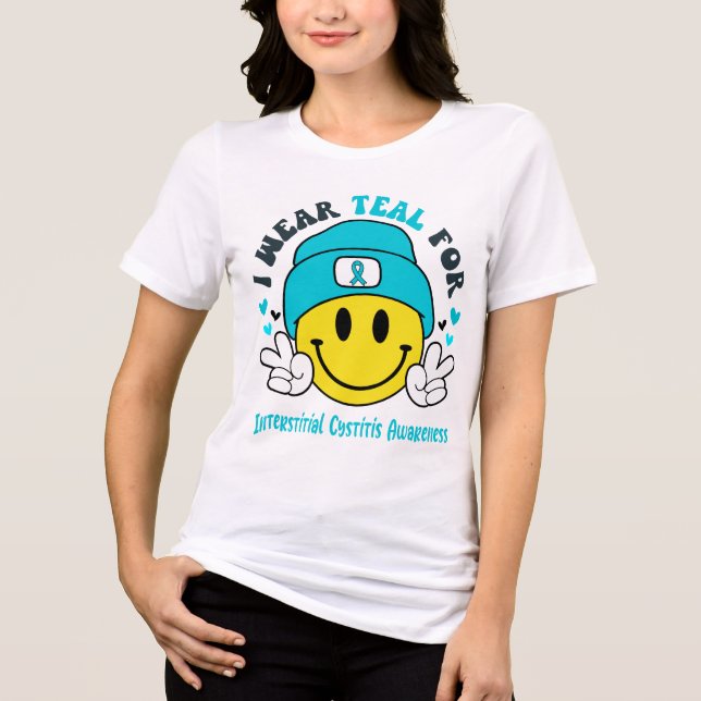 Interstitiell cystitis Awareness Ribbon Support T Shirt (Framsida)