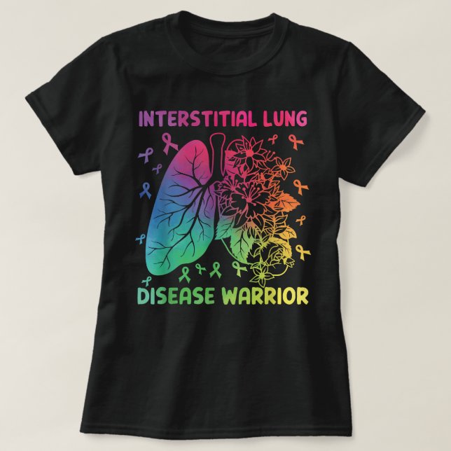 Interstitiell lungsjukdom Warrior Rosett band T Shirt (Design framsida)
