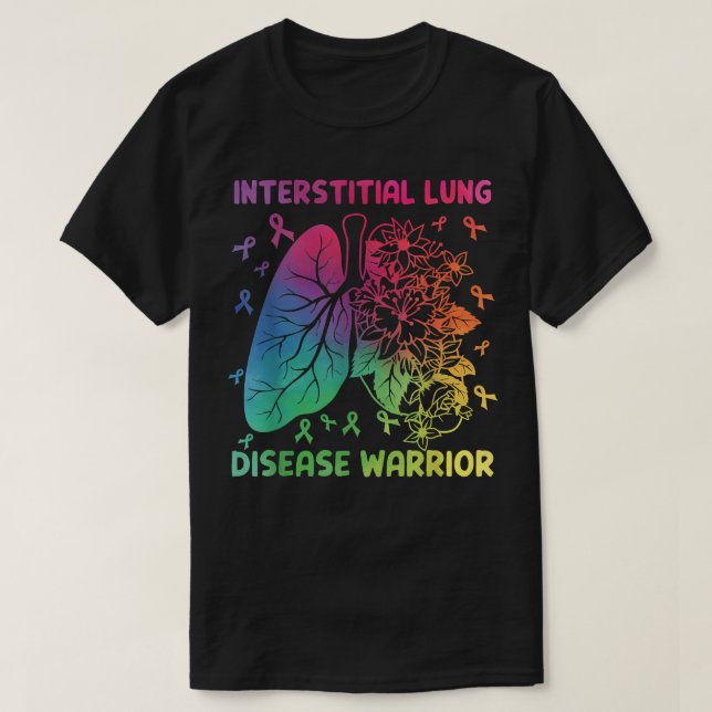Interstitiell lungsjukdom Warrior Rosett band T Shirt (Design framsida)