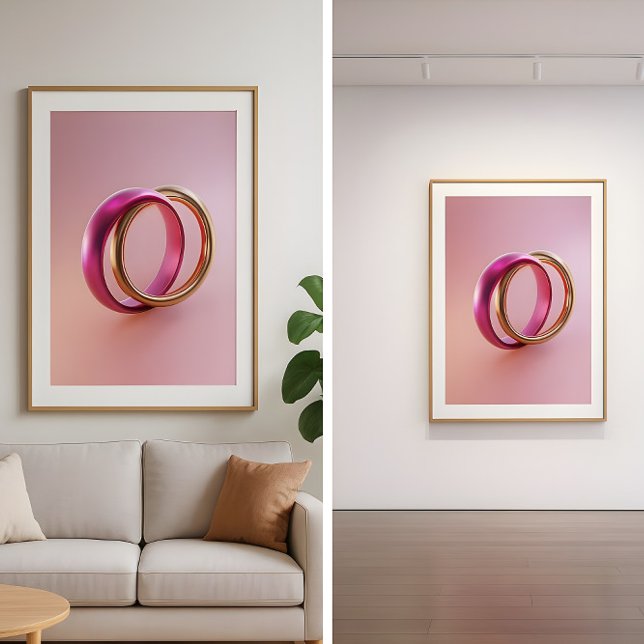 Intertwined Reflections-Modern Abstract Love Rings Poster (Skapare uppladdad)