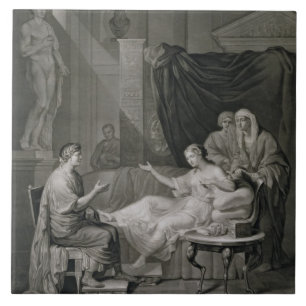 Intervjun av Augustus och Cleopatra som inristas Kakelplatta