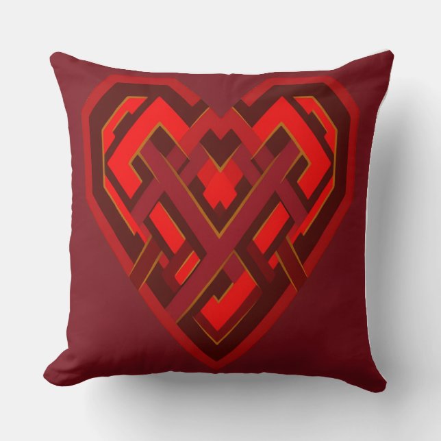 Interwoven Heart of Love – Modern Geometric Kudde (Framsida)