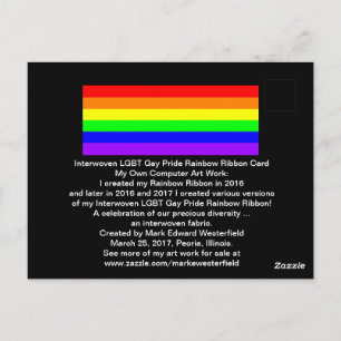 Interwoven LGBT Gay pride Rainbow Ribbon! Vykort