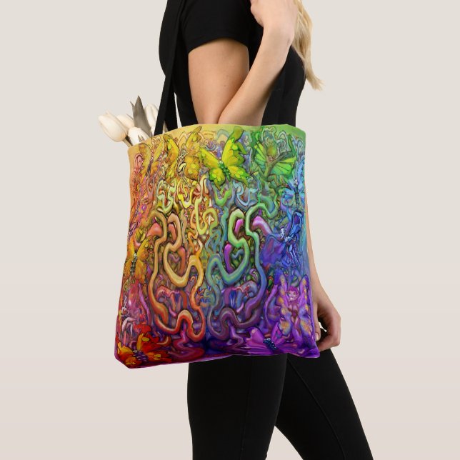 Interwoven Rainbow of Älvors Tote Bag Tygkasse (Närbild)
