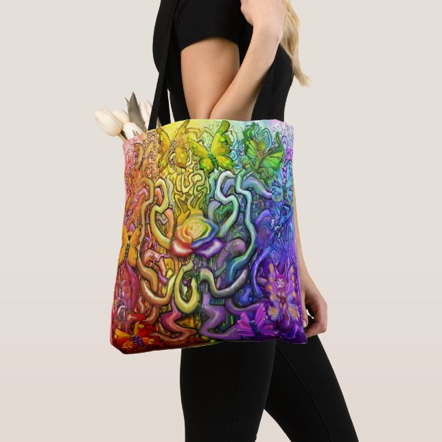 Interwoven Rainbow of Älvors Tote Bag Tygkasse (Närbild)