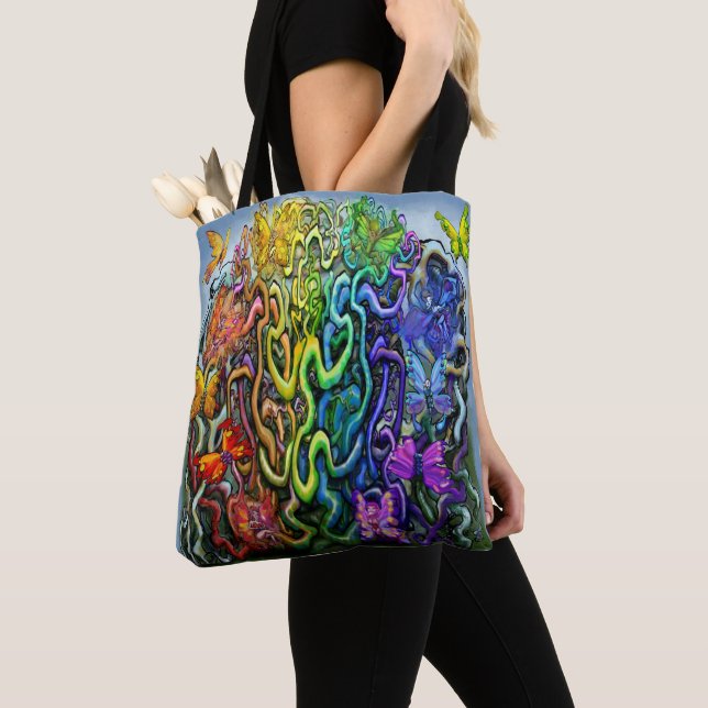 Interwoven Rainbow of Älvors Tote Bag Tygkasse (Närbild)
