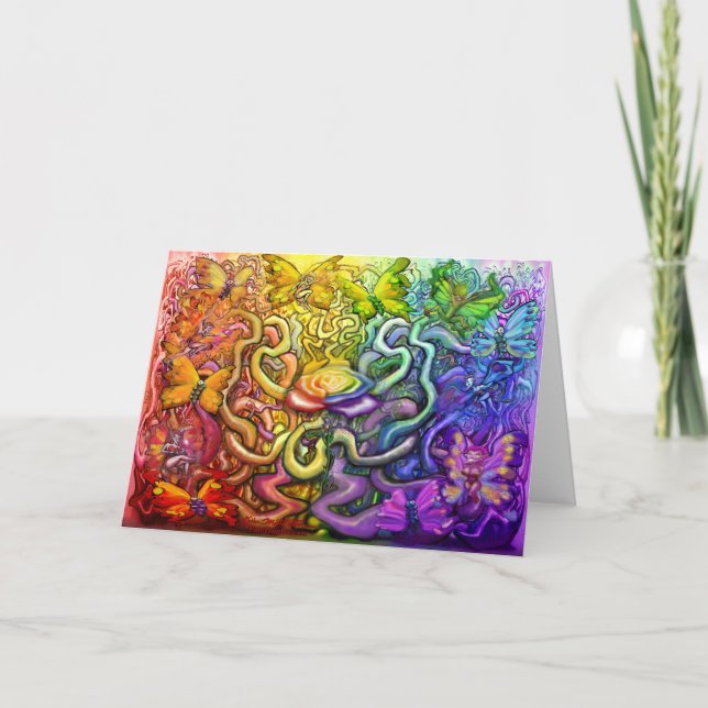 Interwoven Rainbow Party Card Kort (Framsida)