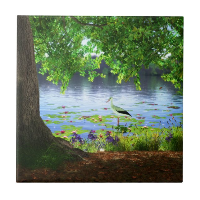 Intill stilla dekorativa plattan Vatten / trivet Kakelplatta (Framsidan)