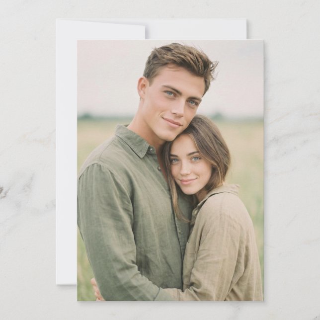 Intim grön rustik foto inbjudningar (Framsida)