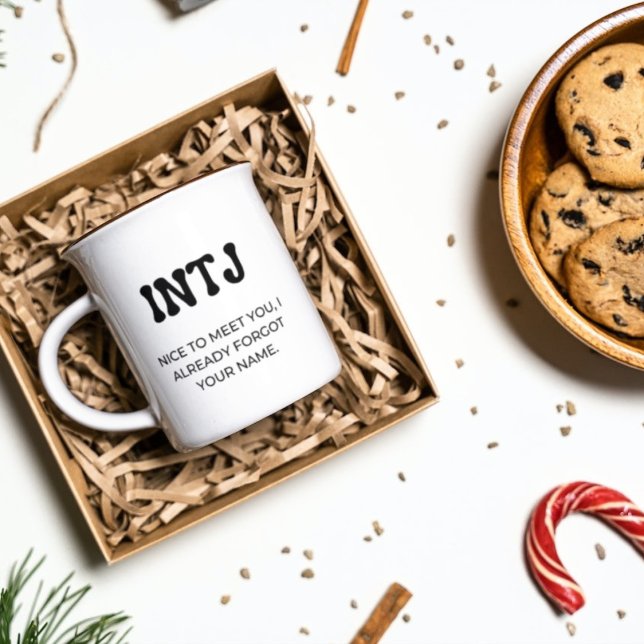 INTJ MBTI Funny Offert med svart texttekaffe Mugg (Skapare uppladdad)