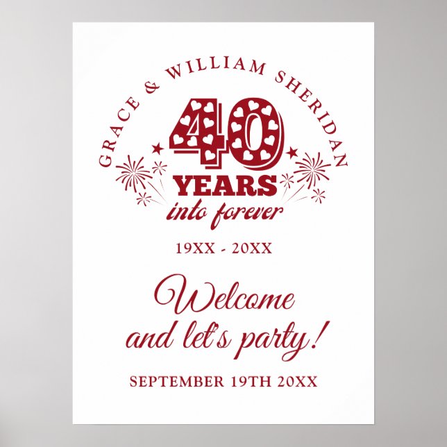 Into Forever Ruby 40-årsjubileum Välkomstskylt Poster (Framsidan)