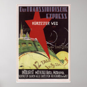 "Intourist. Transsiberian uttryckliga" USSR 1930 Poster