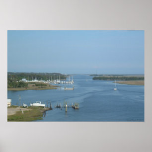 Intracoastal Waterway på Oakön, NC - tryck